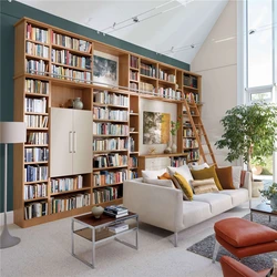 Custom Library Interior Decoration Layout Design Metal Steel Book Shelf Table Library Wooden Furniture