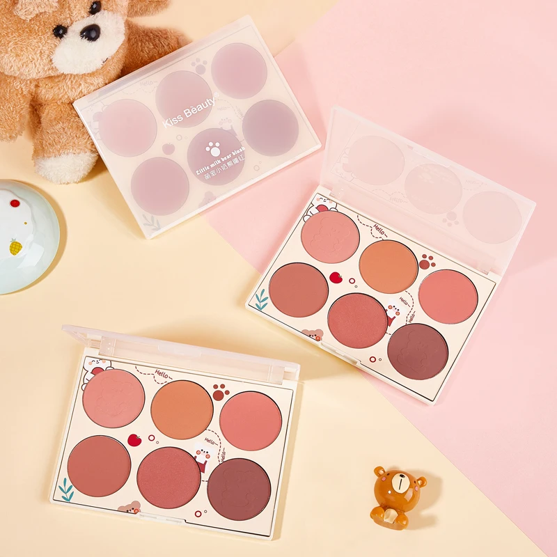6 Color Blush Matte Natural Cheek Tint Brighten Face Waterproof Face Contouring Cosmetics Blush Powder Soft Female Makeup
