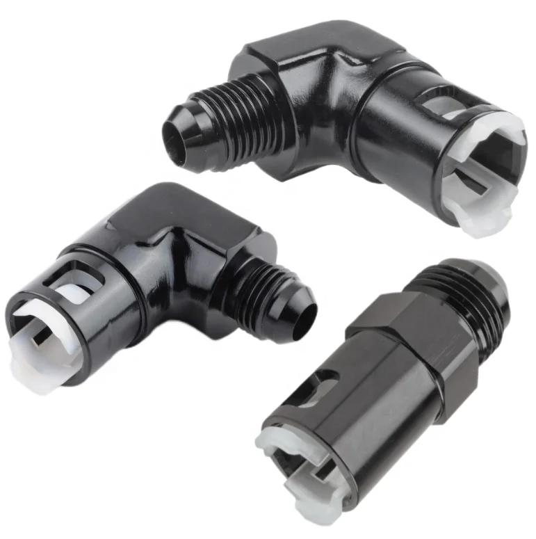 Aluminum Fuel Injection Push-On Quick Connect Adaptor AN6 AN8 Male to Female 3/8  5/16 EFI quick connect 90 degree straight