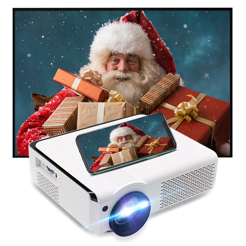 Smart LCD bluetooth android wifi projector indoor home theater 4k mini pc projectors Christmas kids gifts