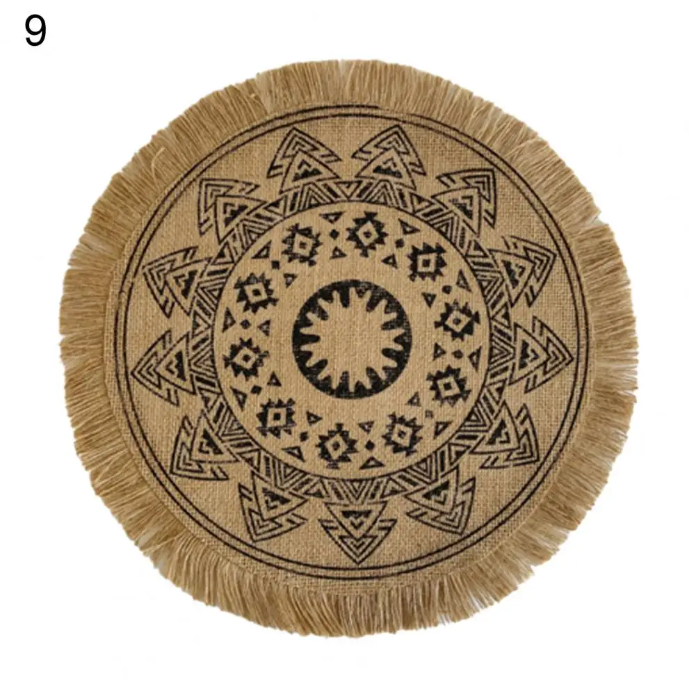 Round Placemats Simple Handwoven Jute Placemats Coasters Vintage Cotton Linen Mats Vase Mats Kitchen Accessories