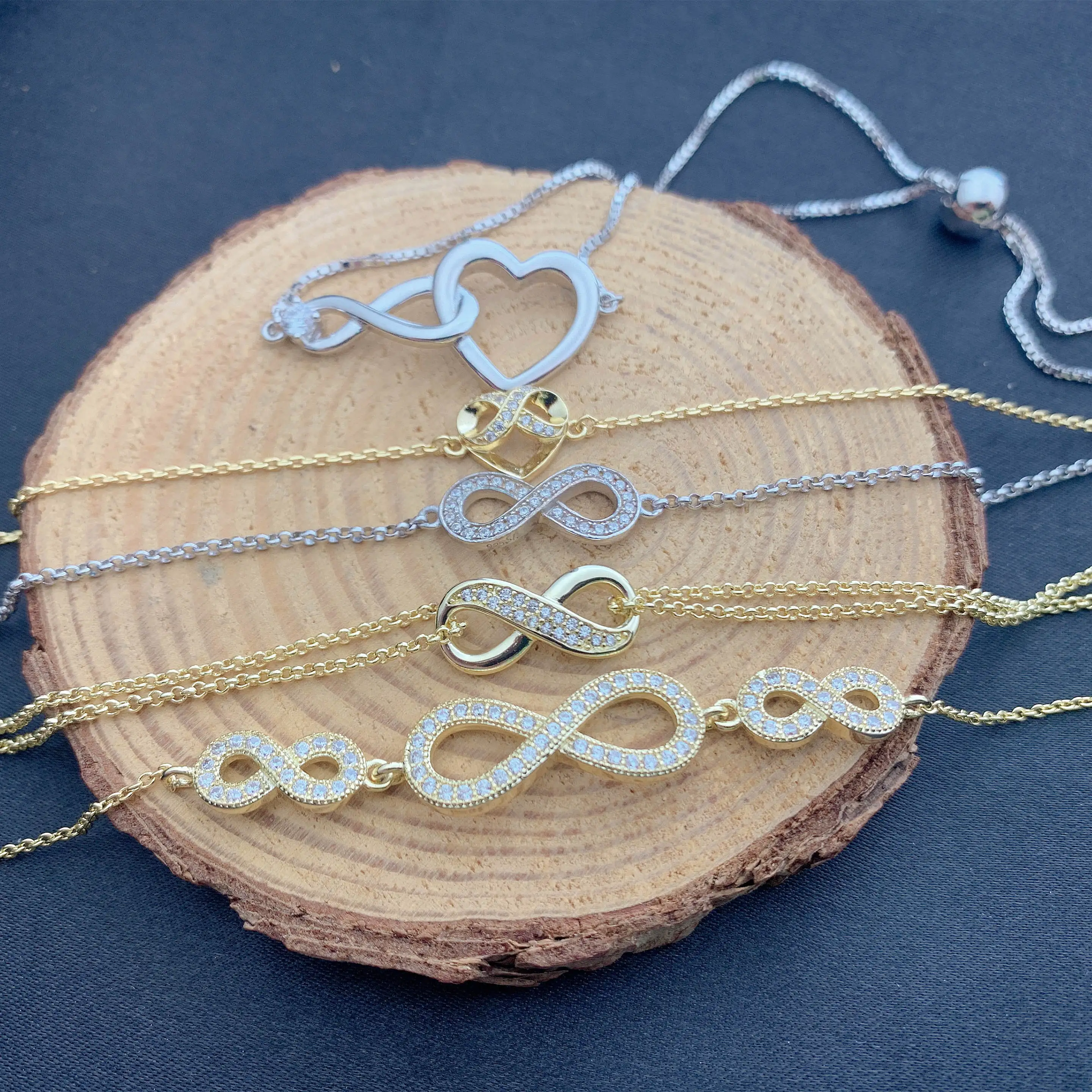 Daidan Bracelet Infinite Infinity Bracelet 925 Sterling Silver Custom Zircon Lover Infinity Charm Bracelet