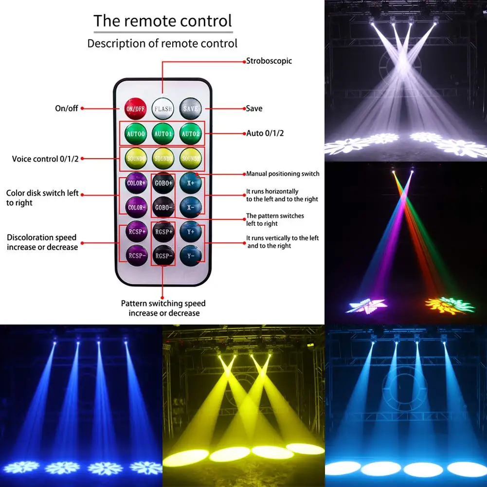  U`King 50w Gobo Black Shell Stage Light Remote Shaking Head LED DMX Dj Disco