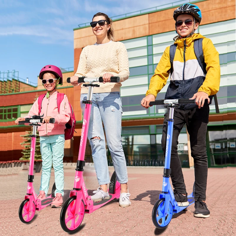 Folding foot push scooter adult with 3 Adjustment best big wheel kick scooter for adults