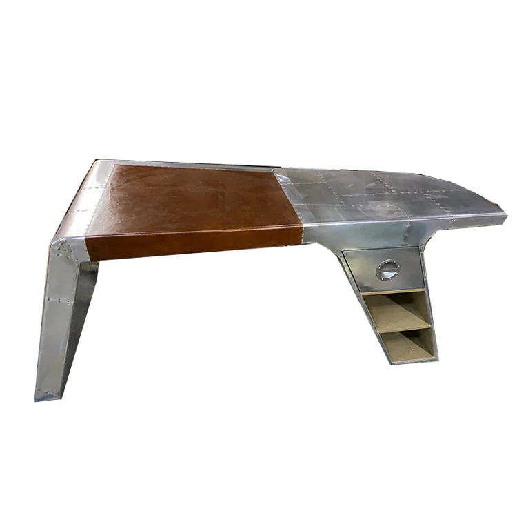 Custom Aviation Furniture Metal Aluminium Table Style Airplane Wing Desk