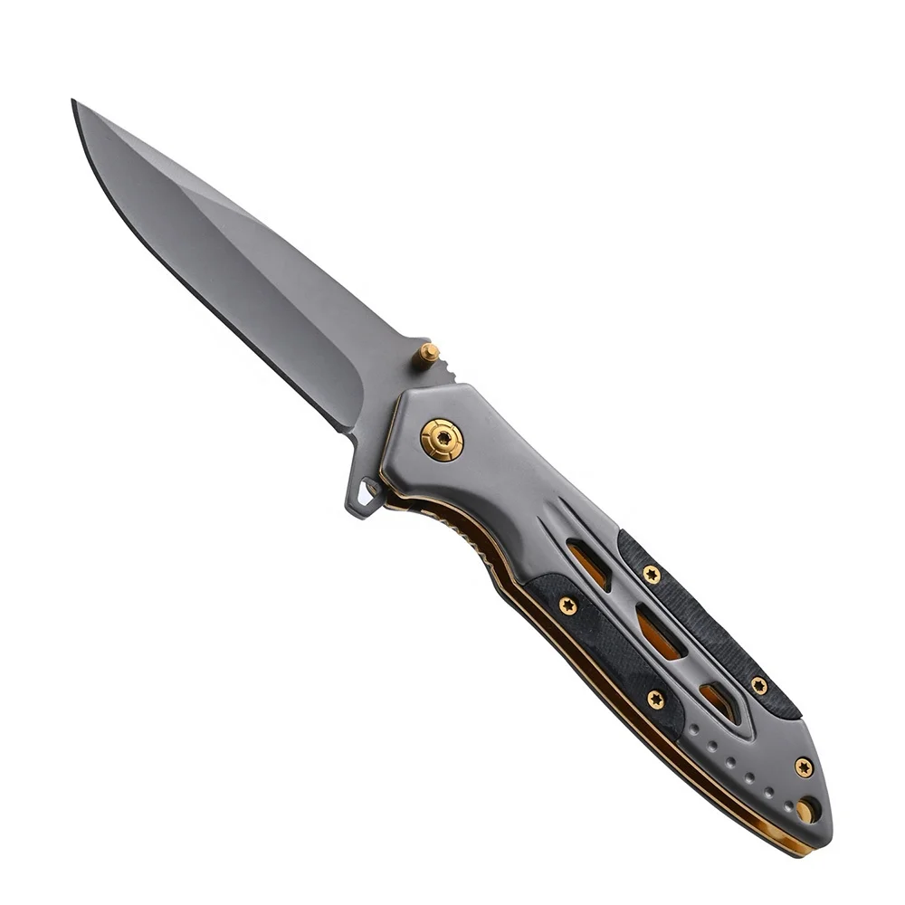 High Quality Gold-Plated Screw G10 Handle Outdoor Folding Camping Survival Tactical Pocket Knife