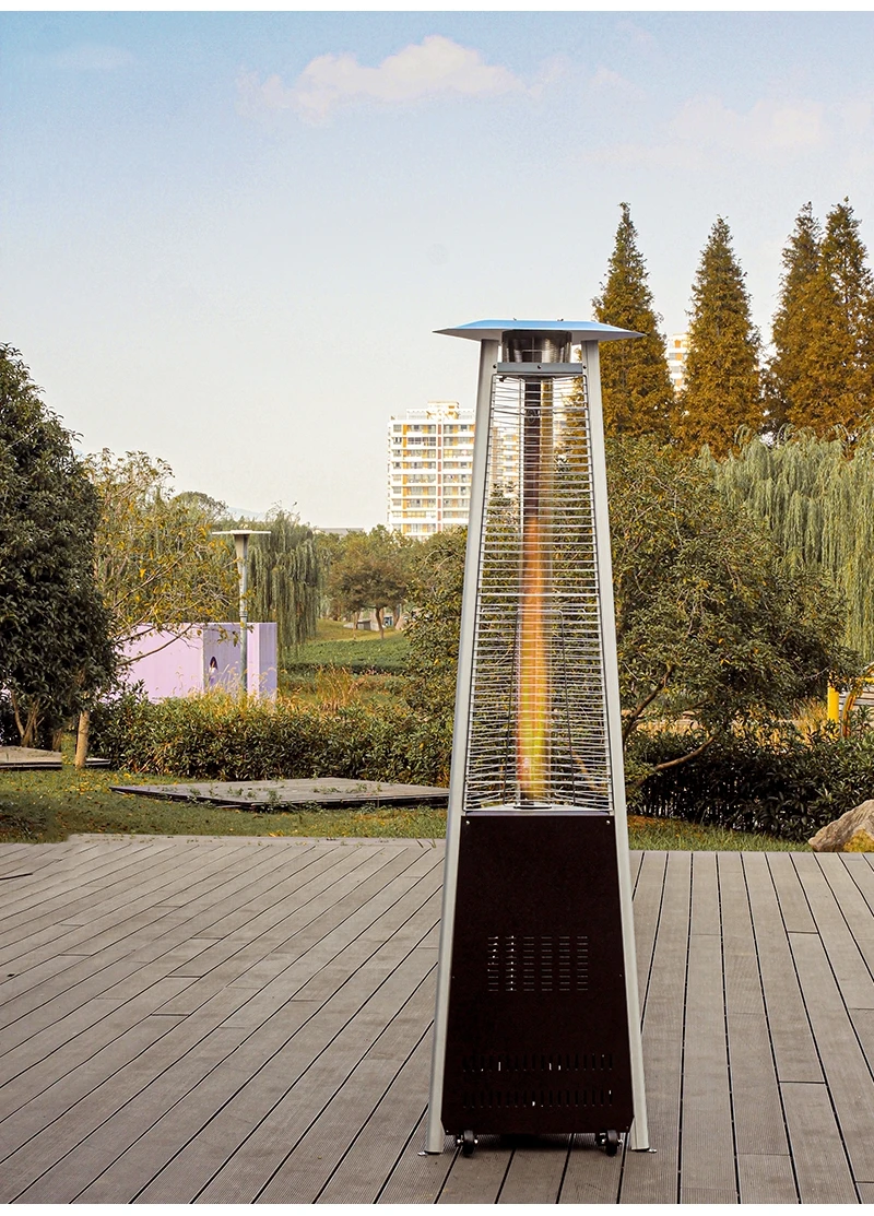 13KW Portable Black Outdoor Gas Heater Propane Iron Tower Flame Pyramid Patio Heater Household Freestanding Camping Electric