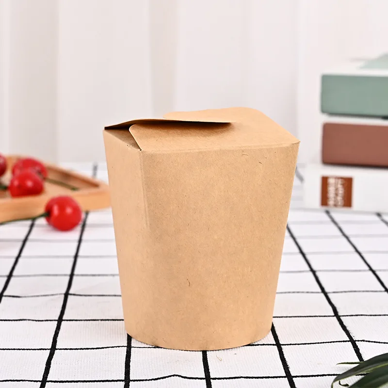 Eco Disposable Kraft Paper Takeaway Packaging Rice Takeout Container Food Box Noodle Chinese Custom 16oz 26oz 32oz Candy Box