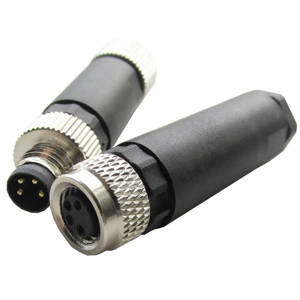 M8 4pin male plug M8 4pin female panel mounting connector
