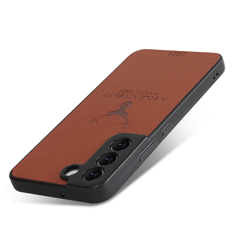 Luxury Deer Design PU Leather Back Cover Soft TPU Bumper Phone Case For Samsung Galaxy S22 Ultra S21 A51 A71 A72 A52 A32 A53