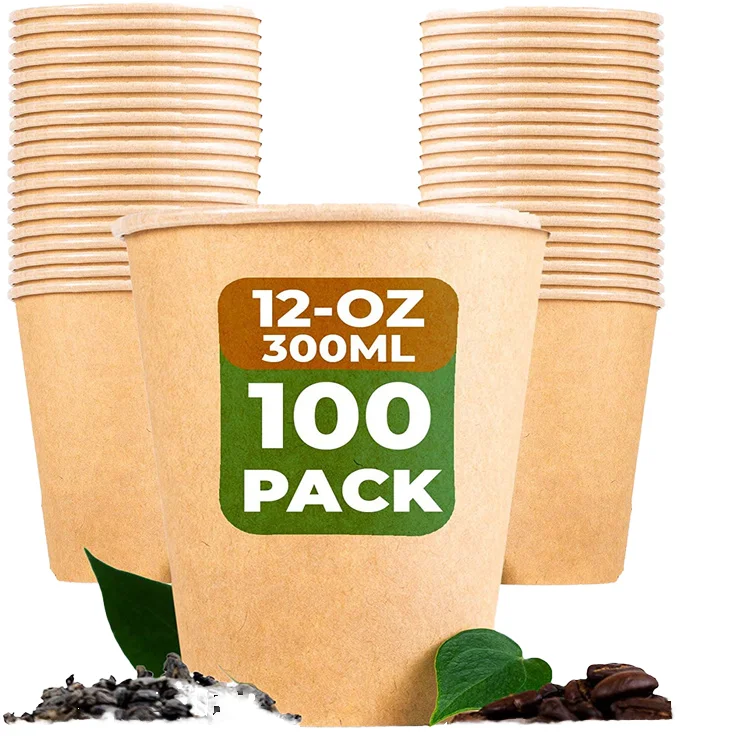 Most Popular Brown White Color Insulated Hot Water Paper Cup Disposable LOGO Custom Stackable Small Coffee Cup