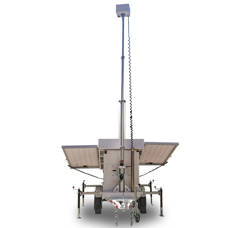 Rapid deployment Portable Mobile 3 Panels  Solar Power Surveillance CCTV Trailer  For Outdoor Security