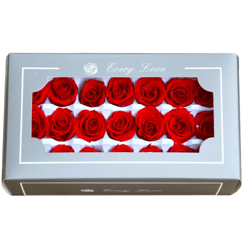 Wholesale Flower Immortal Rose 2-3CM Diameter 21pcs/Box Preserved  Real Roses Head In Gift Box