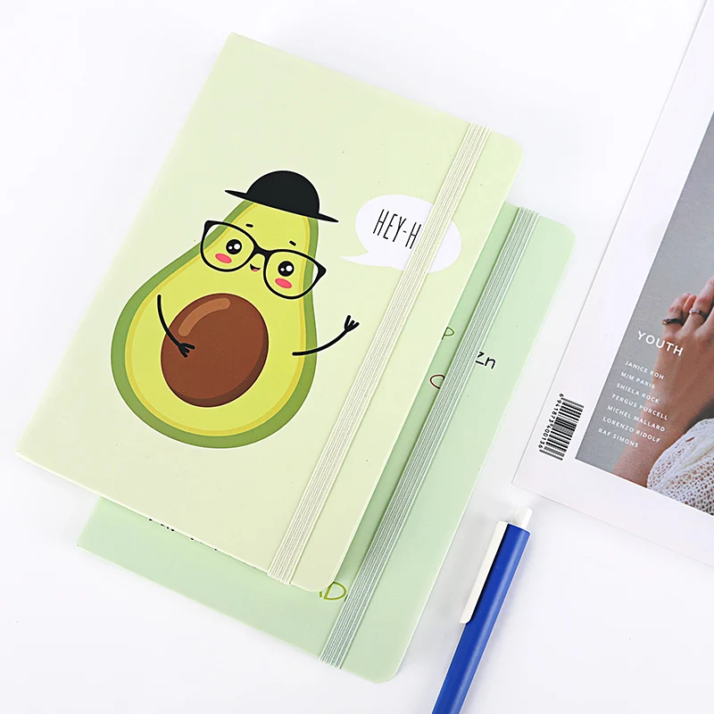 Colorful new popular avocado cute cardboard notebook a5 spring short hand note book for office use
