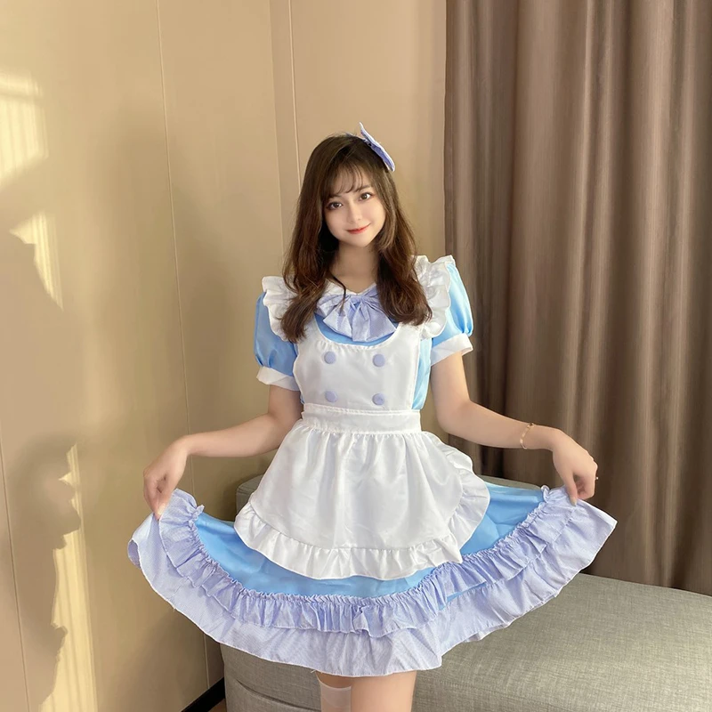 
Women blue cute lolita dress costumes Japanese Lolita dress house maid dress 