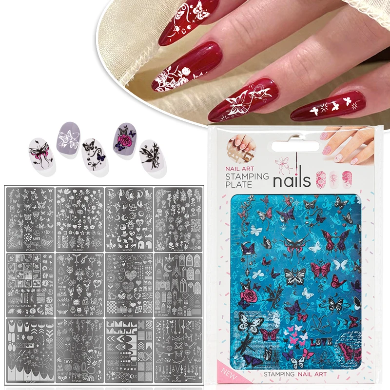 5D Nail Art Stamp Stencil Various Butterfly Pattern Nail Art Stainless Steel Stamping Parts Metal Stamping Kit