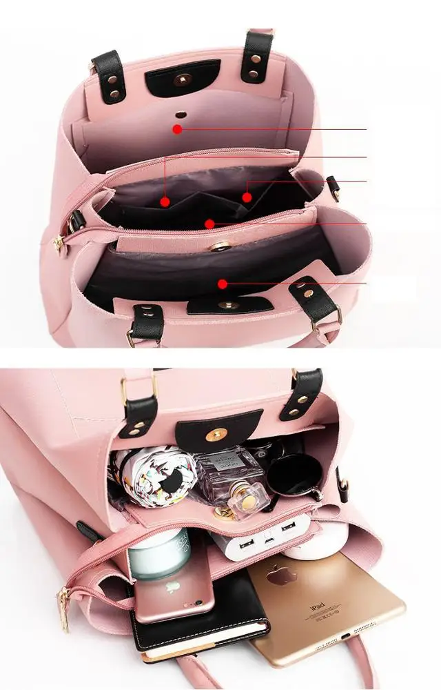 Wholesale ladies hand purse shoulder bags 4 in 1 set fashion women pu leather crossbody handbags