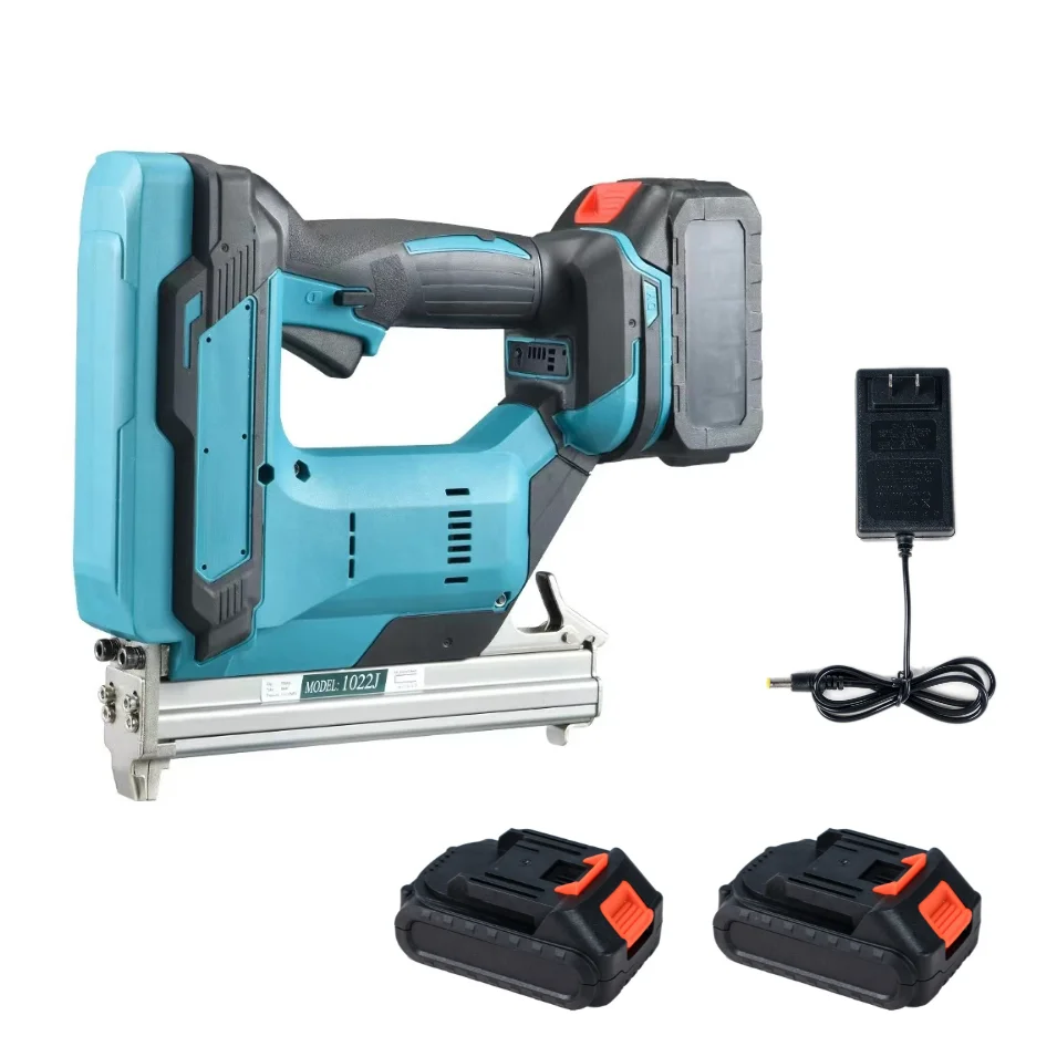 BOLIU 21V Battery 2Gear Brushless Electric Gun Cordless 1022J U Stapler  for Furniture 1 Set Nails Woodworking Power Tool