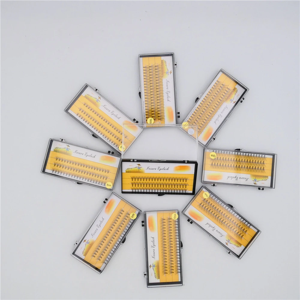 Wholesale Grafted Eyelashes Color Hot Melt Cluster Handmade Colorful Thick Cross False Eyelashes custom private label
