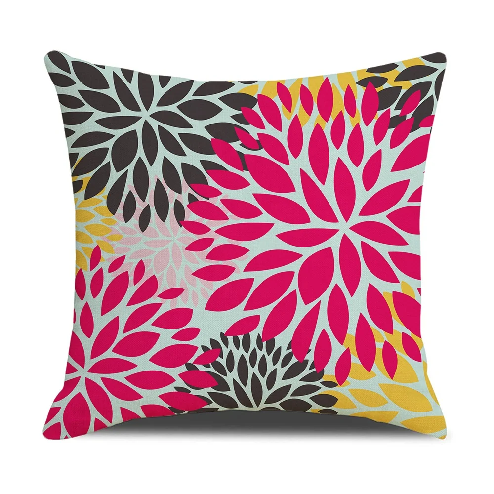 Hot Sell Pink Beautiful Flower Waterproof  Cushion Pillow For Family Rest