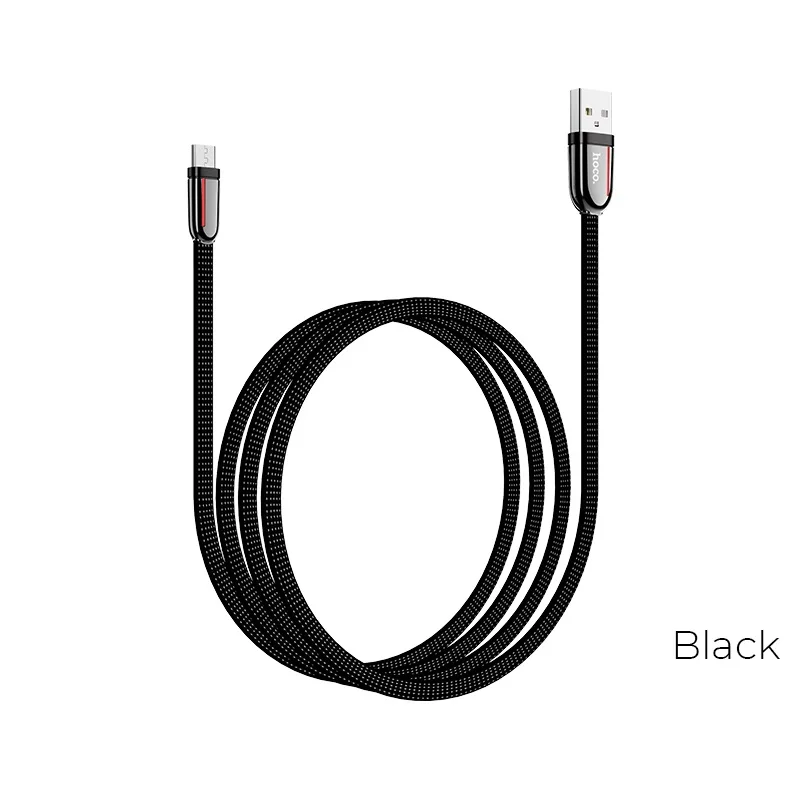 HOCO Hot Sale U74 Zinc Alloy Flat USB 2.0 Male Micro Braided Charging Data Cable for Android Phone