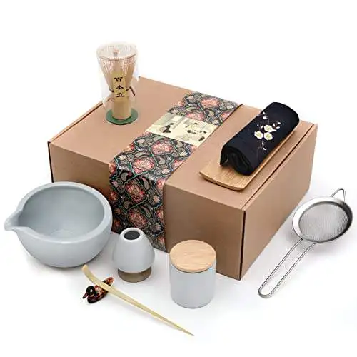 Estick fold matcha scoop Tea Powder Whisk Brush Easy To Clean Quick Mixing Holder Service Tool Natural Mathca Whisk Set