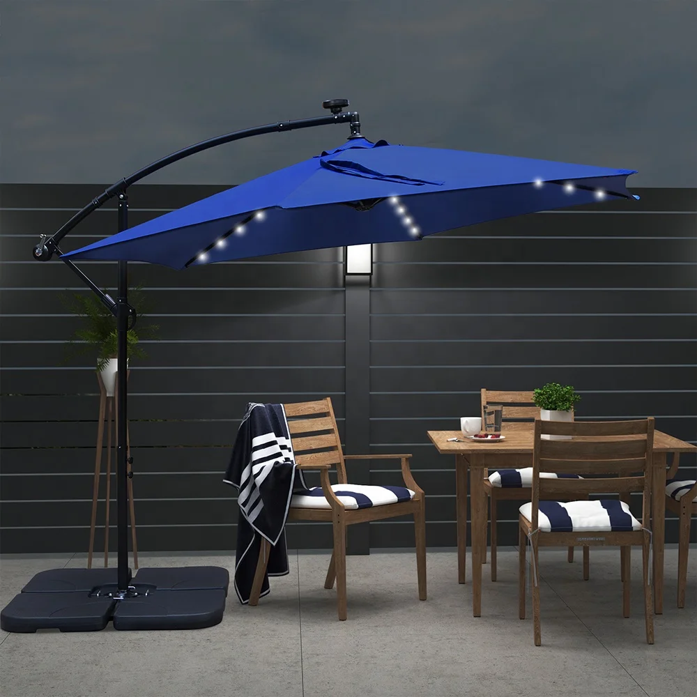 Garden Sunshade Cantilever Led Umbrella Outdoor Solar LED Lighting Parasol Patio Umbrellas