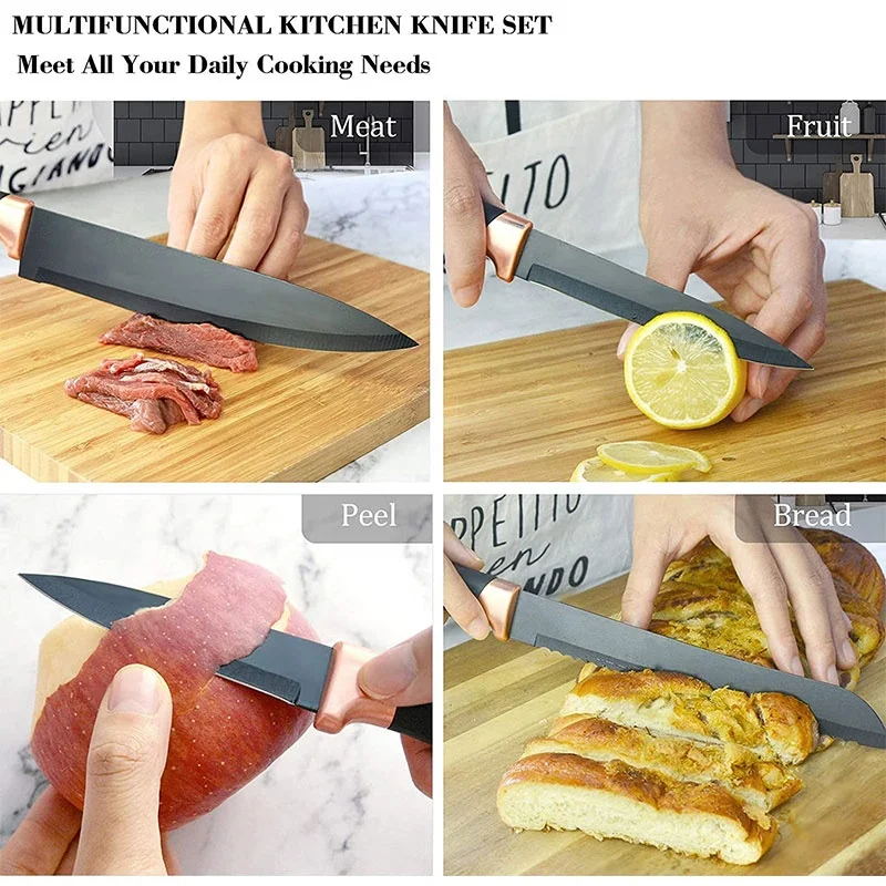 RUITAI Wholesales high quality kitchen chef knifes 6 piece set with plastic block