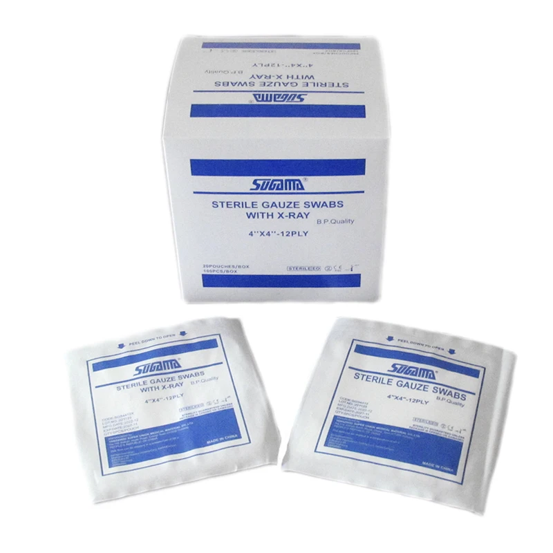 high quality medical sterile gauze swab 4x4 12-ply for sale