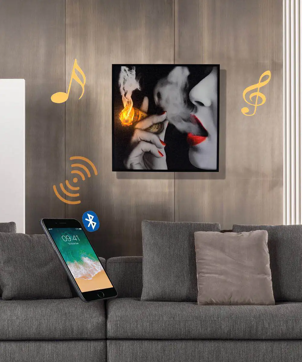 Cheap modern style digital printing canvas wall art canvas with led light and bluetooth for home