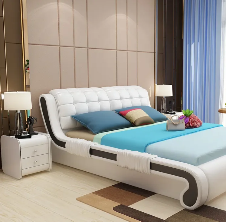 High Quality Modern leather Sofa Bed with Storage massage multimedia speaker USB charger Multifunction Smart bed