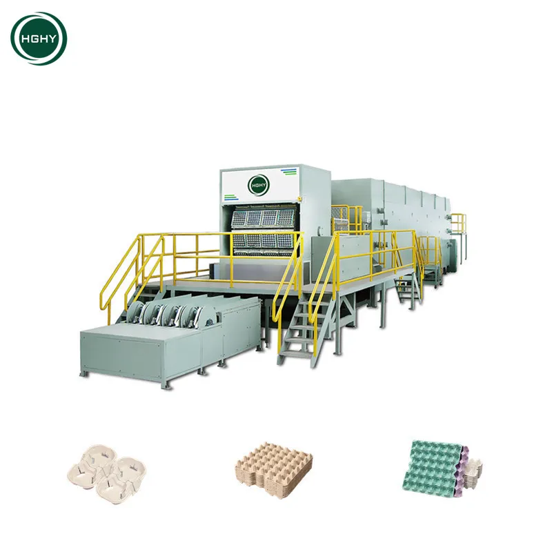 Hghy Rotary Used Paper Small Egg Packaging Tray Carton With Dryer Production Line Color Paper Pulp Molding Pallet Maker Machine
