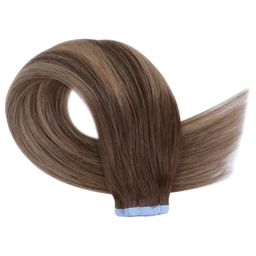 Full Cuticle Double Drawn Russian Ombre Remy Invisible Tape In Hair Extensions 100% Human Hair