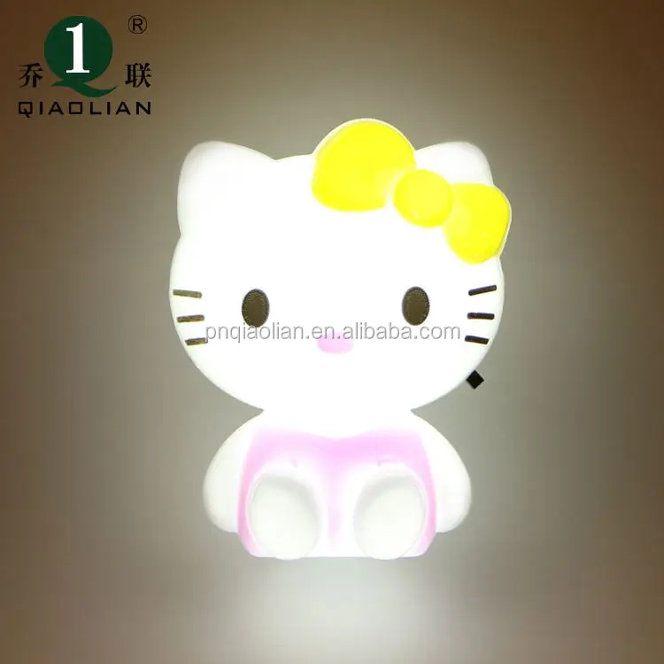 Qiaolian Lovely Hello kitty shape soft Nightlight Power Saving Gentle LED Switch Night light Gentle 110v-250v Safety Nachtlicht
