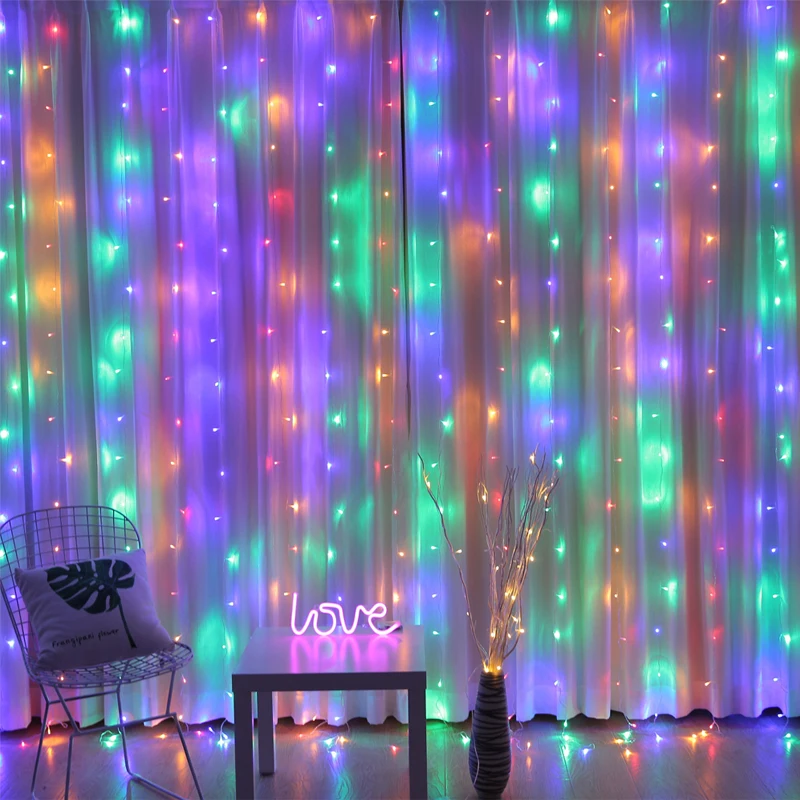 3mx1m 3mx2m  3x3m 120 192 300 Led Christmas Halloween Holiday String Led lighting Window Curtain Fairy Lights For Wedding d