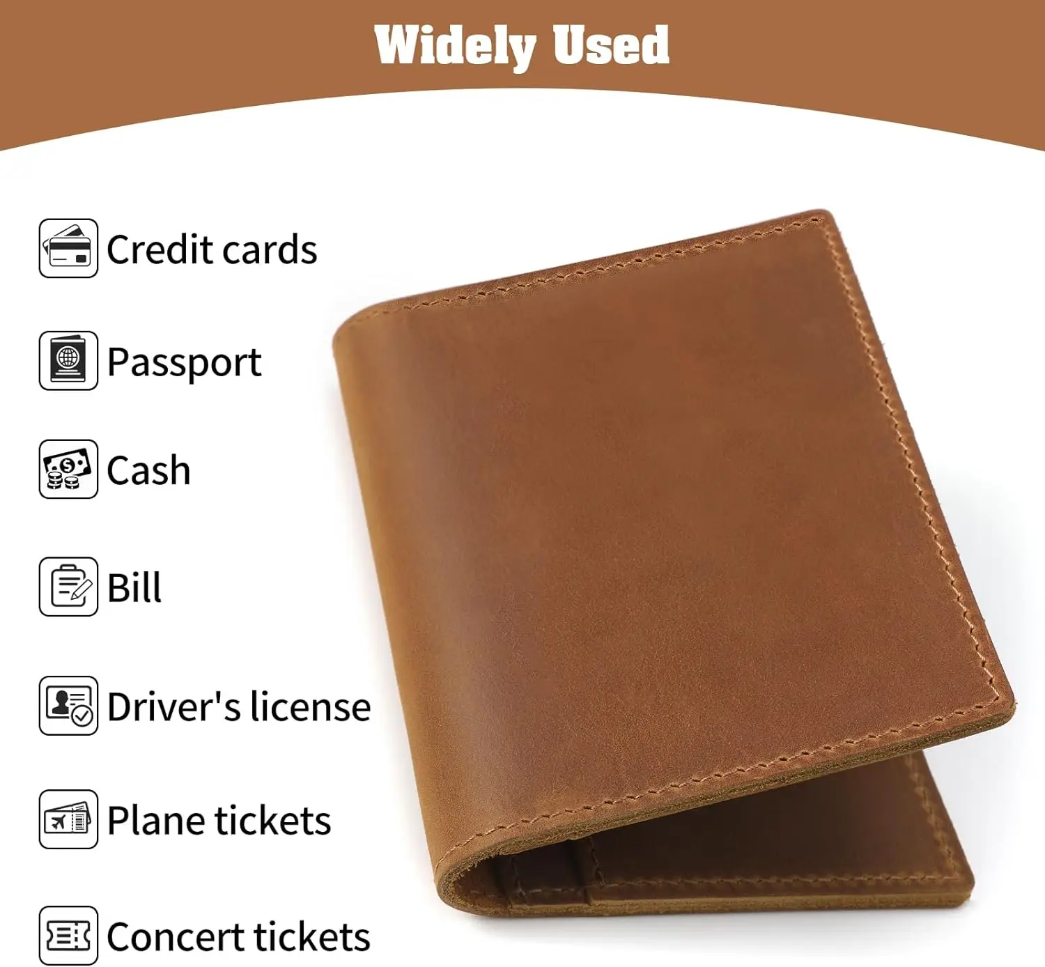 Handmade Genuine Leather Custom Logo Passport Holder Travel Wallet Cover Case for Men Women