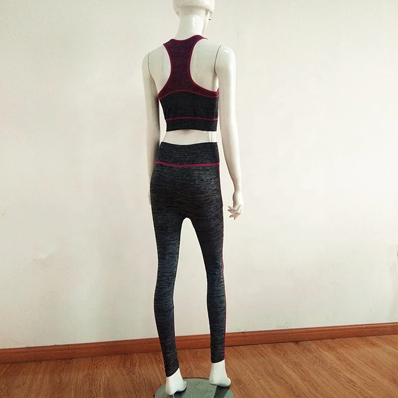 
Ladies seamless knitted top bra legging sports wear fitness clothes sexy yoga wear set 