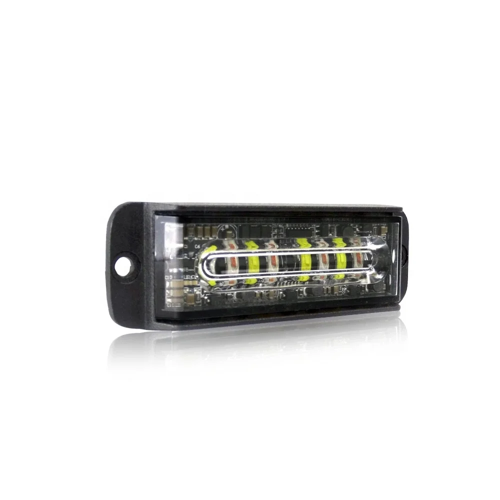 ECE R10 approved Slim 12W 4 LED Linear White Amber Emergency Hazard Strobe Lights Flush Mount LED Warning Light LTD04L