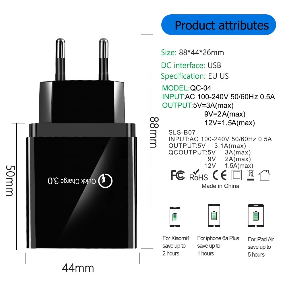 WIK-HT 4 порта USB QC3.0 Быстрая зарядка Зарядка адаптер 4in1 крепление настенное зарядное