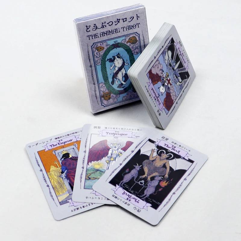 Printing cat silver foil Japanese tarot cards wholesale best your own logo tarot card for beginners print the fool tarot card