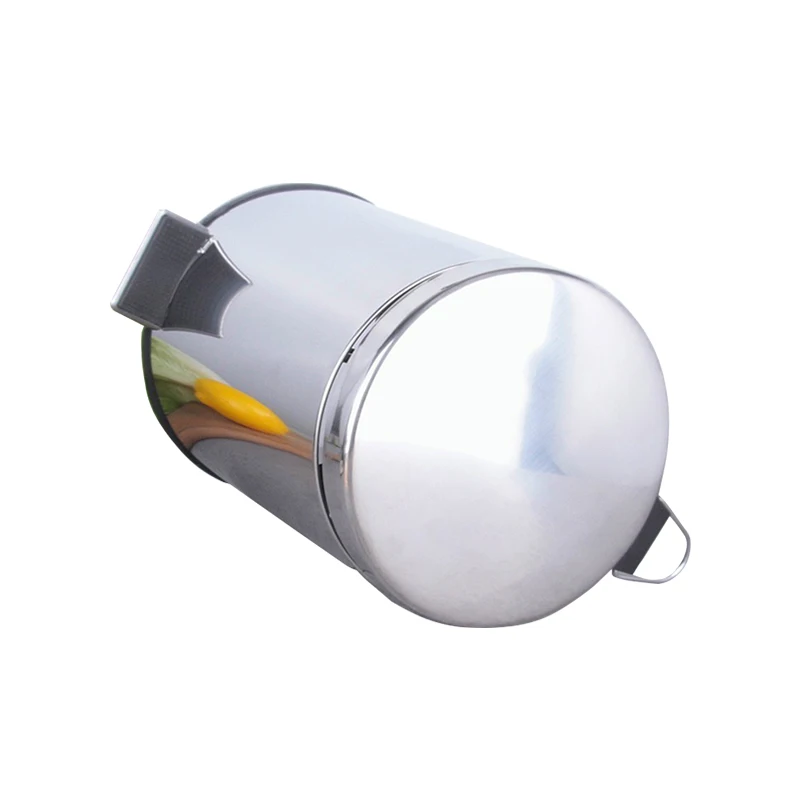 Stainless Steel Bin Round Shape Waste Trash Can 12L Home Trash Can Kitchen Household Hospital Pedal Dust Bin