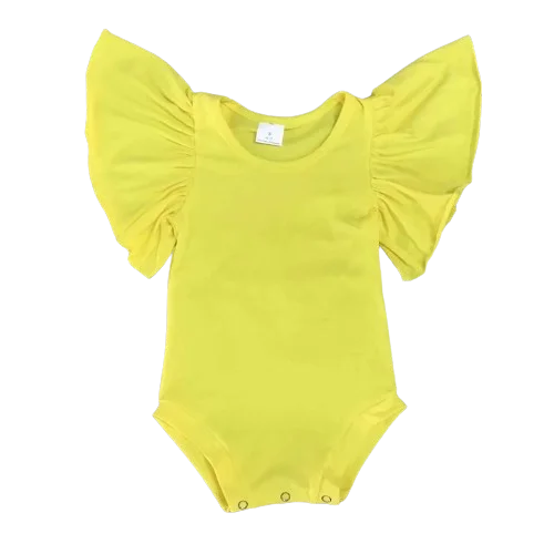 Summer wholesale boutique girls solid color fashion simple hot selling small flying sleeve rompers