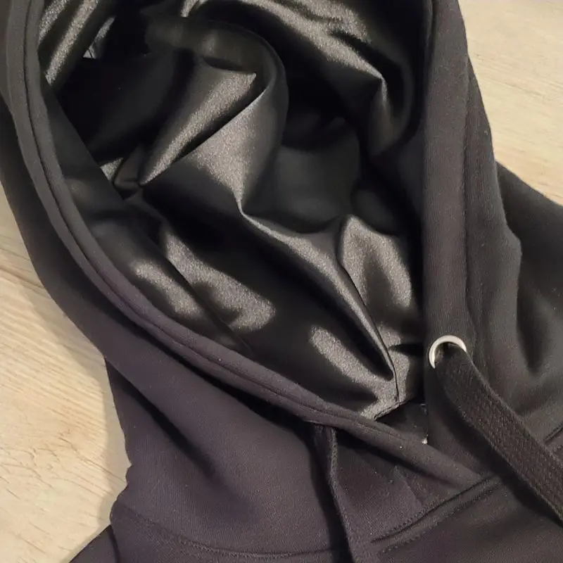 SatinLined Custom Logo Mens Women Unisex Silk Satin Lined Hooded Two Piece Pant Set Sweatsuit Jumper Tracksuit Hood Hoodie