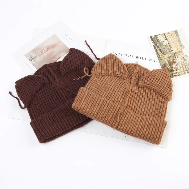 China factory wholesale new custom designer beanies baby cute modelling hat kids funny knitted beanies sold by