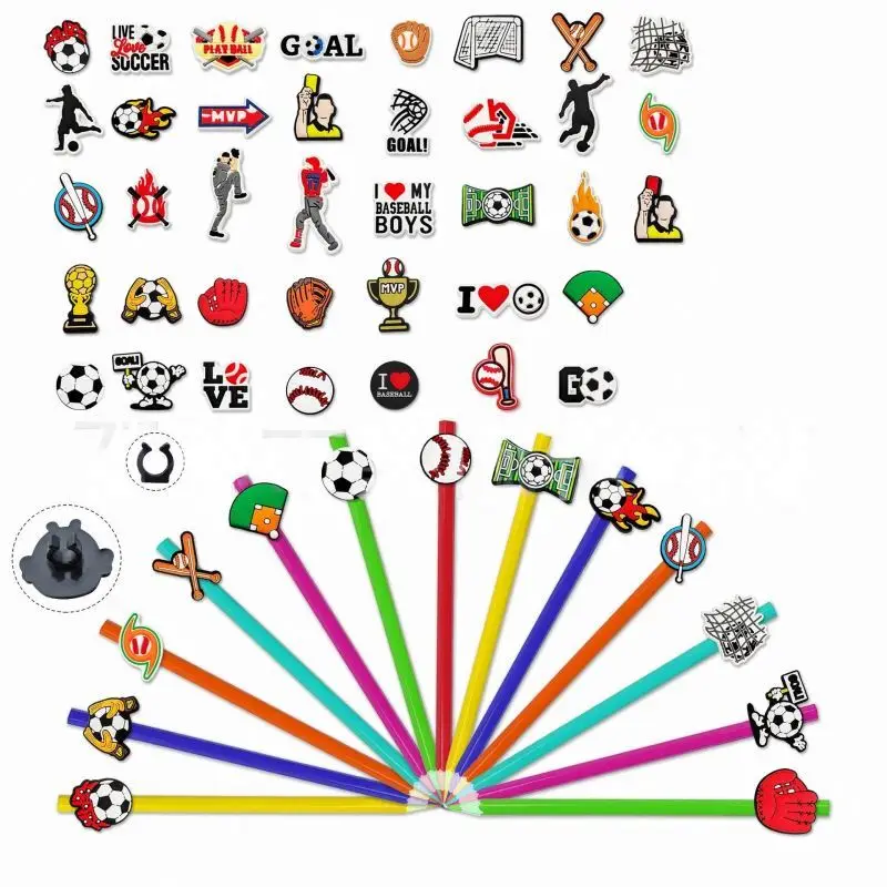 football sport soccer Factory Custom 3D PVC Pen Character Toppers Pen Pencil Topper Toy Decoration for Children School Pen Cap