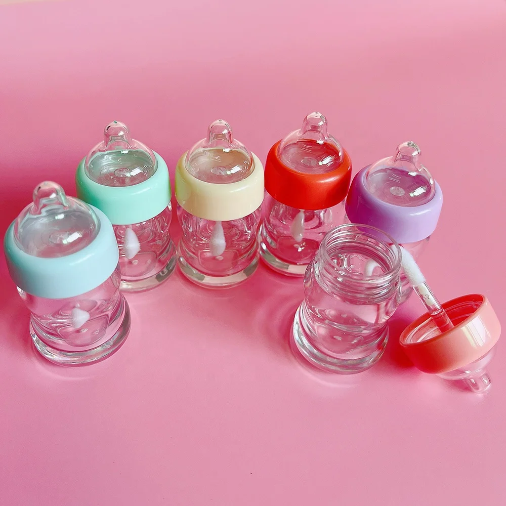 P-lan Stock Lovely Cute Nipple Bottle Lip Gloss Wand Tube Baby Bottle Children Empty 6ML Lipgloss Liquid Lipstick Container