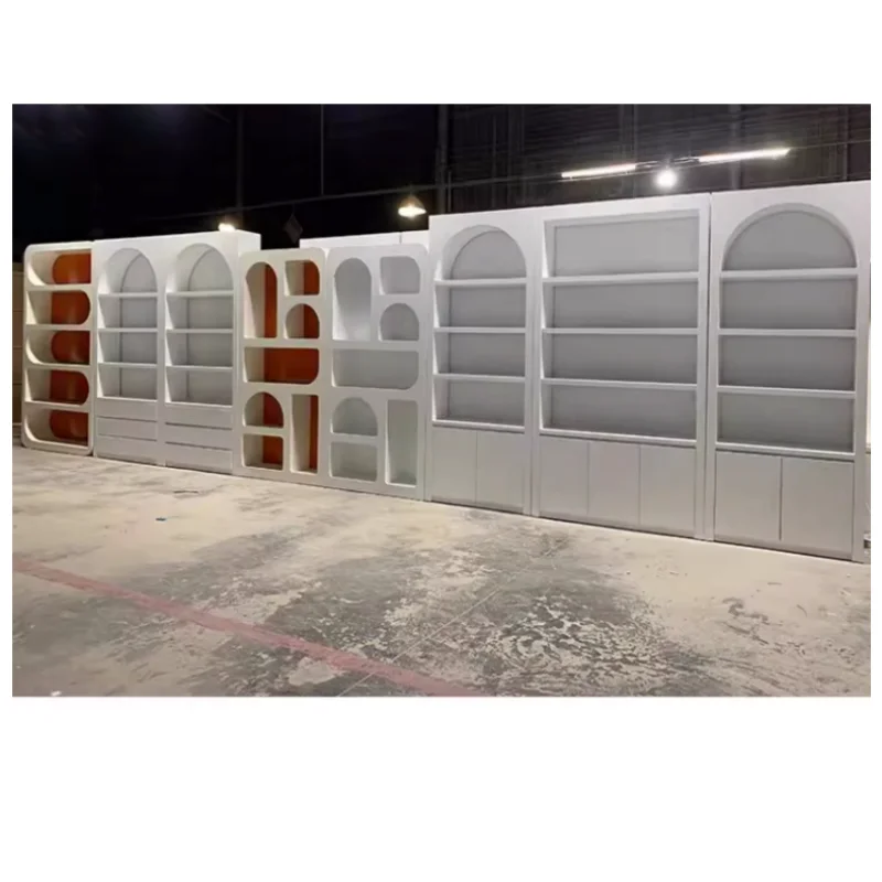 Modern Minimalism Wood Display Cabinets Customized Beauty Nail Salon Furniture Display Case