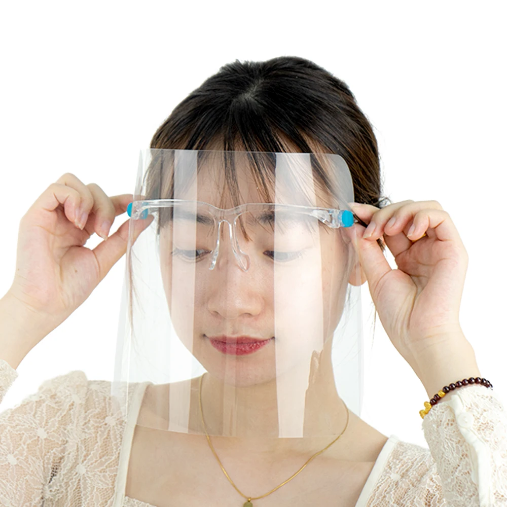 Wholesale Faceshield With Glasses Frame Anti Fog Plastic Transparent Clear Protective Face Shield Glasses