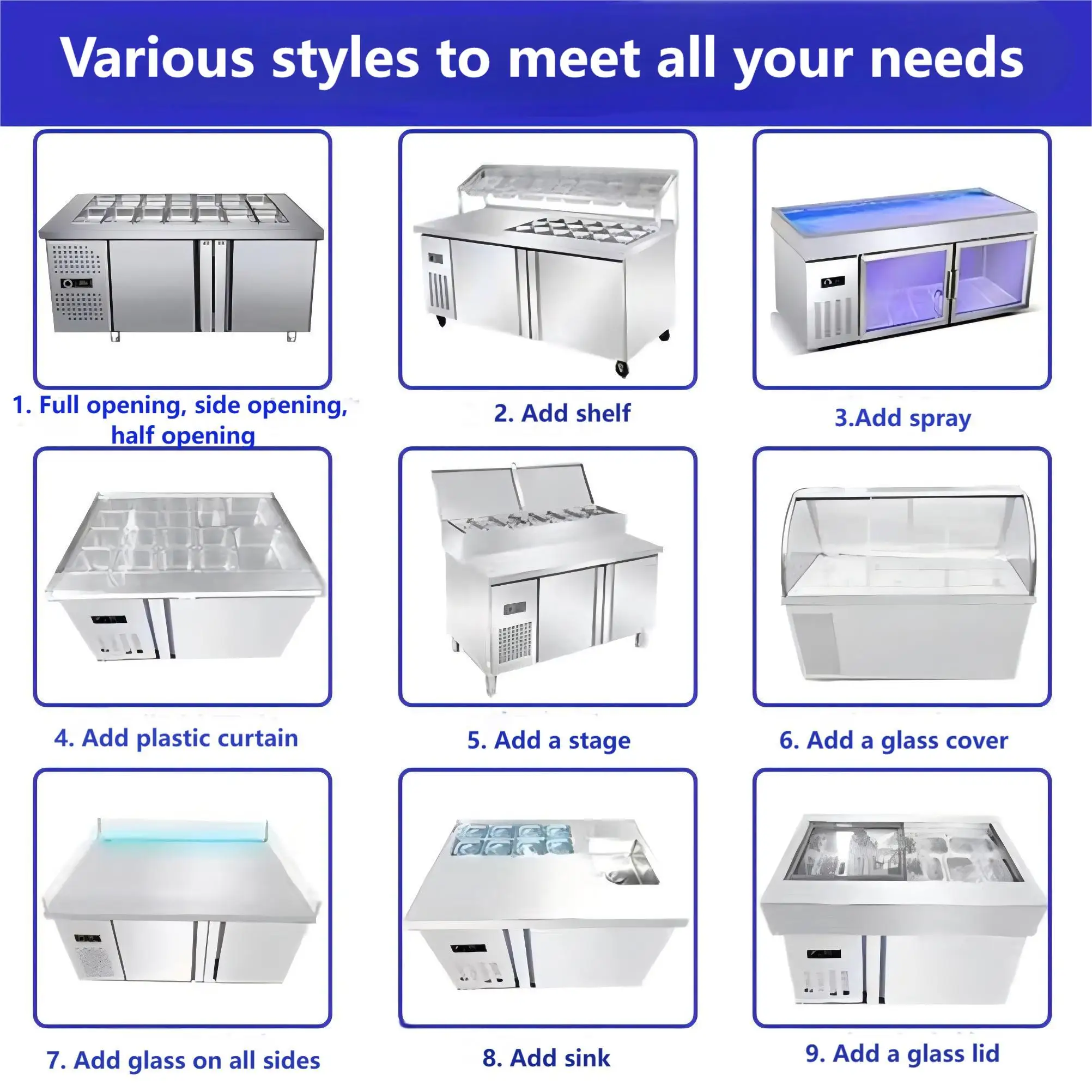 3 Door Commercial Salad bar Counter Refrigerator for Snack bar