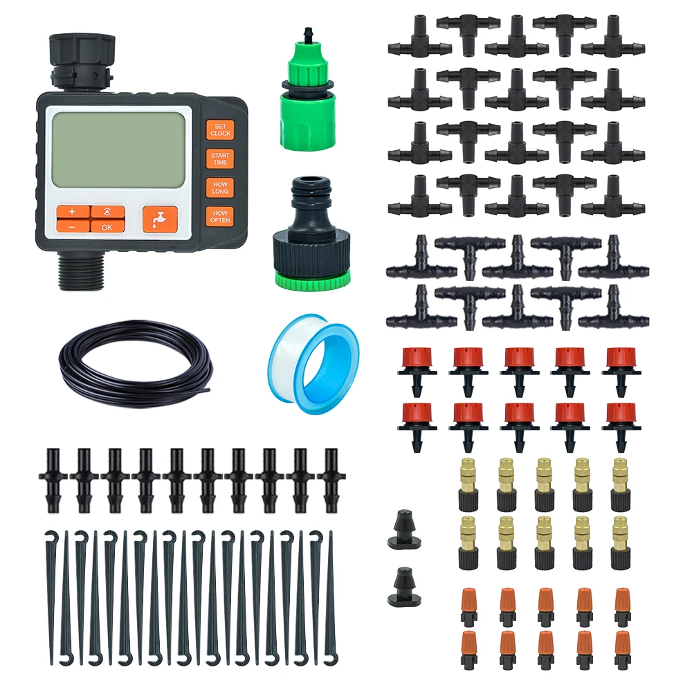 20M Drip Irrigation Kit with Timer,Garden Irrigation System for Plants, Automatic Watering Sprinkler for Lawn,Patio, Yard